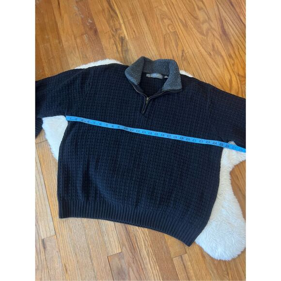 Oscar de la Renta Quarter Zip Sherpa Collar Waffle Sweater XL - Picture 7 of 7